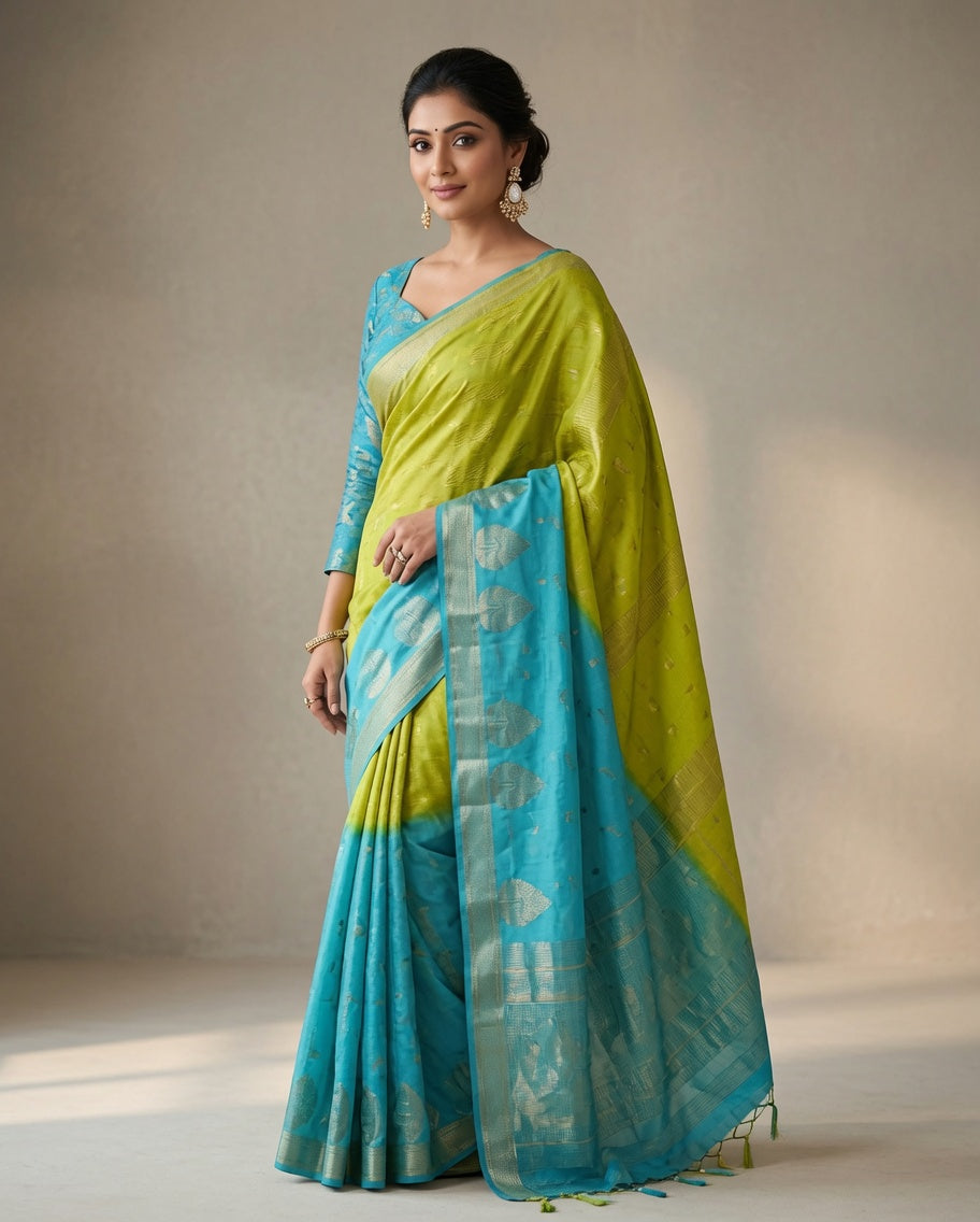MIRA Premium Chinnon Weaving Jacquard Saree with Woven Designer Pallu