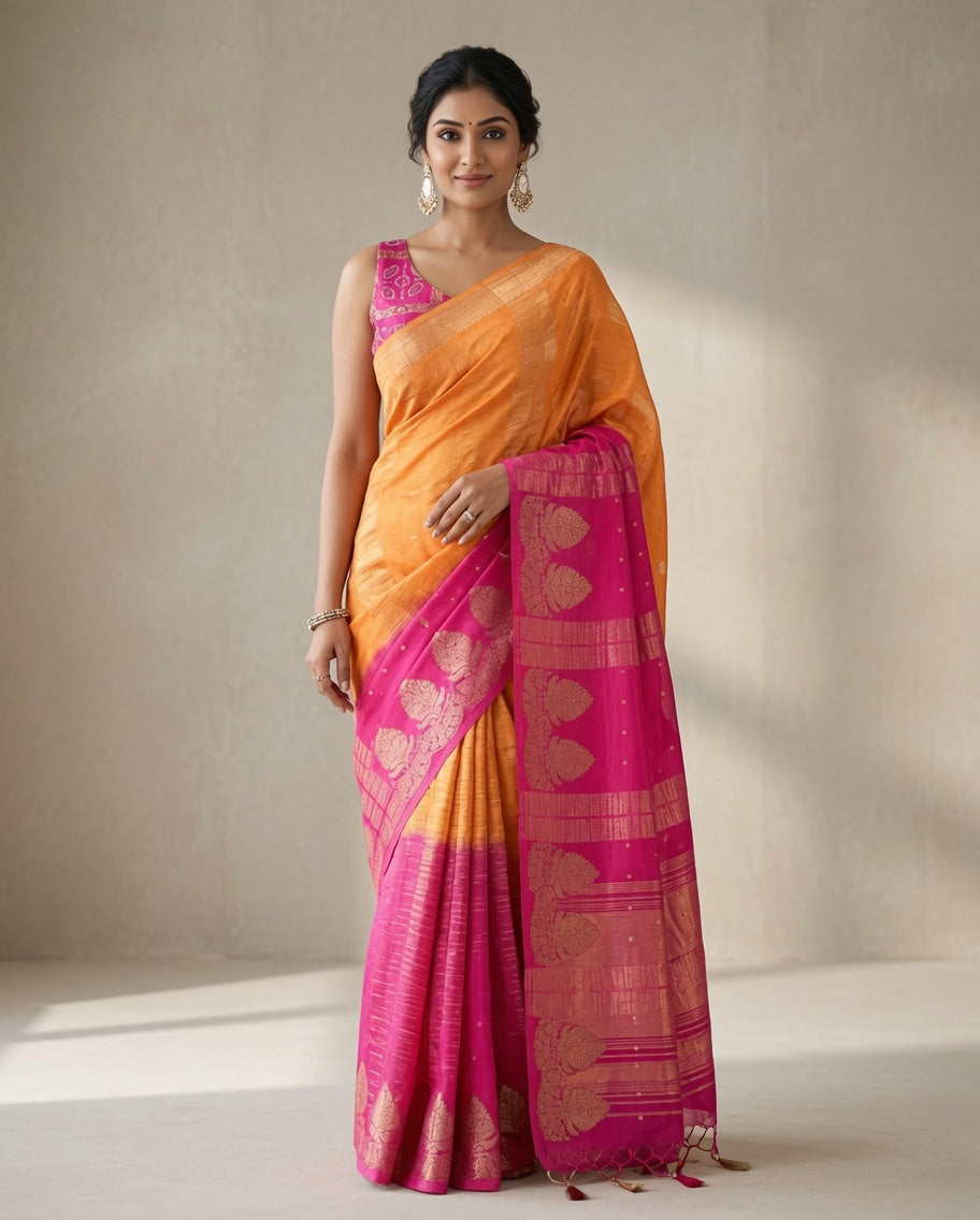 MIRA Premium Chinnon Weaving Jacquard Saree with Woven Designer Pallu