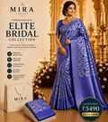 MIRA Elite Bridal Silk Saree – Sapphire Royal Blue