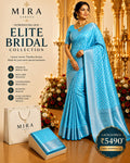 MIRA Elite Bridal Silk Saree – Crystal Sky Blue