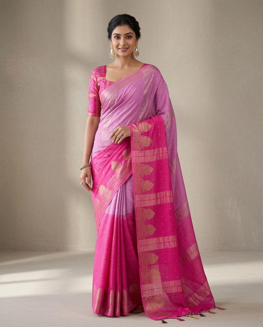 MIRA Premium Chinnon Weaving Jacquard Saree with Woven Designer Pallu