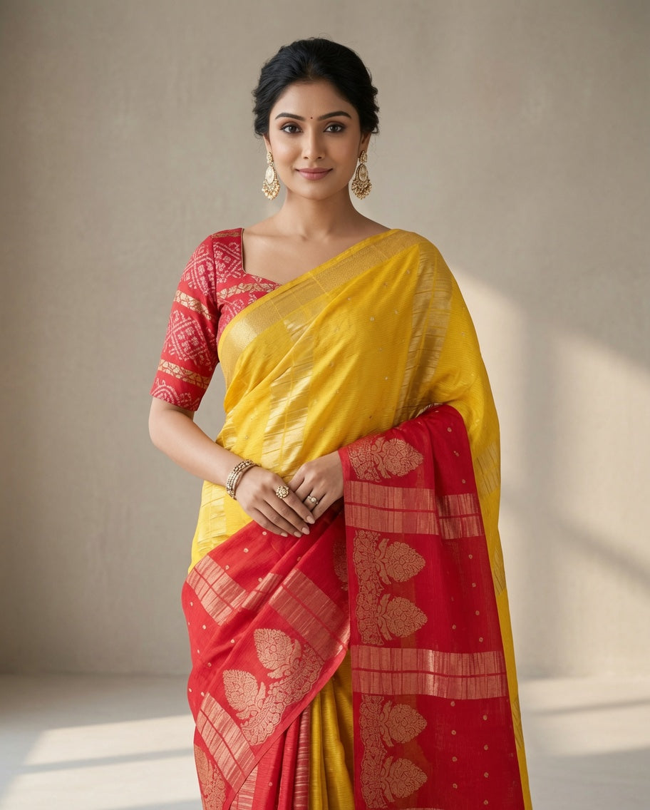 MIRA Premium Chinnon Weaving Jacquard Saree with Woven Designer Pallu
