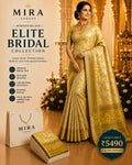 MIRA Elite Bridal Silk Saree – Emerald Gold