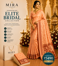 MIRA Elite Bridal Silk Saree – Rose Blush Peach