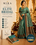 MIRA Elite Bridal Silk Saree – Teal Emerald