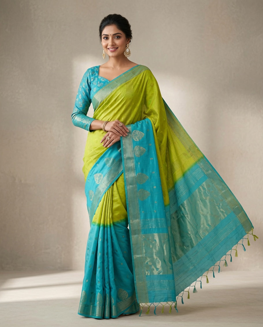 MIRA Premium Chinnon Weaving Jacquard Saree with Woven Designer Pallu