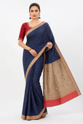 Women's Woven Mul Cotton Saree with Premium Raw Silk Pallu & Contrast Zari Border
