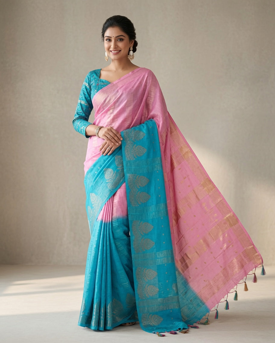 MIRA Premium Chinnon Weaving Jacquard Saree with Woven Designer Pallu