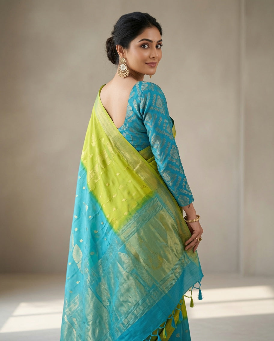 MIRA Premium Chinnon Weaving Jacquard Saree with Woven Designer Pallu