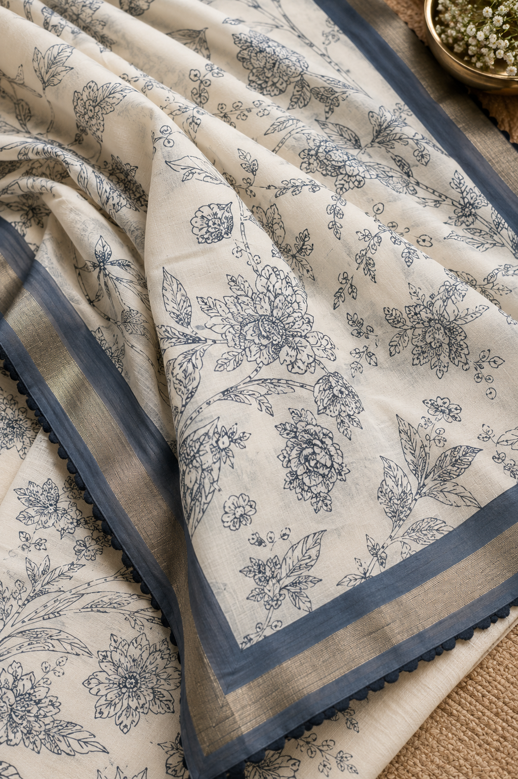 Botanical Bloom Mul Cotton Saree