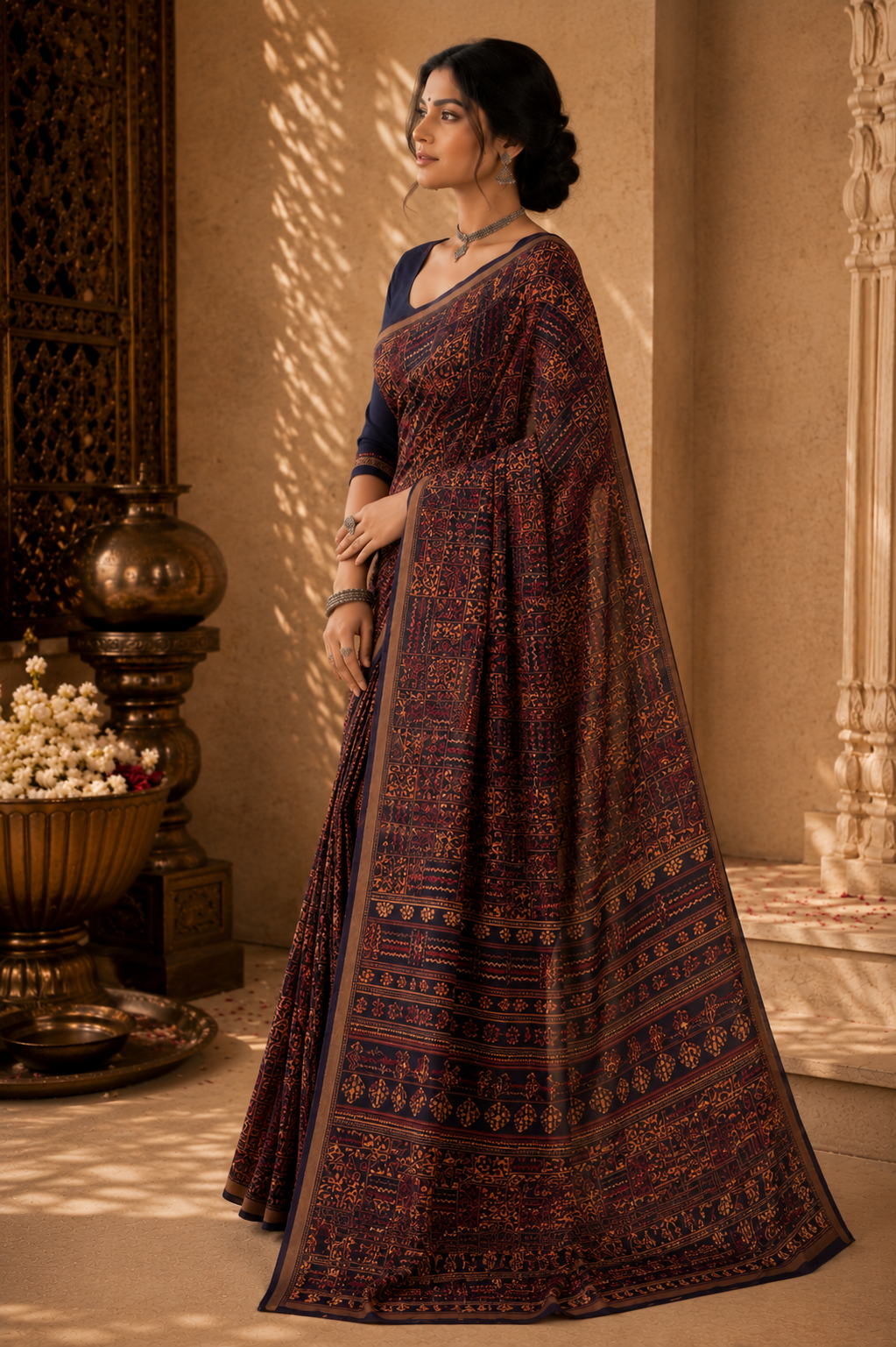 Midnight Heritage Tribal Woven Saree