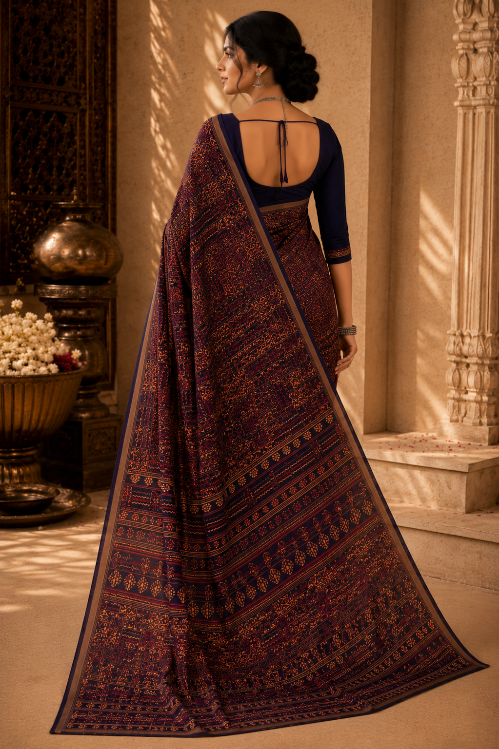 Midnight Heritage Tribal Woven Saree