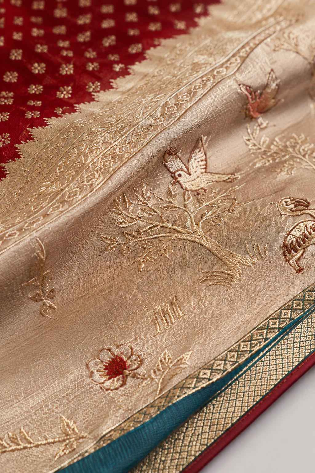 Women's Woven Mul Cotton Saree with Premium Raw Silk Pallu & Contrast Zari Border | Unstitched Blouse Piece