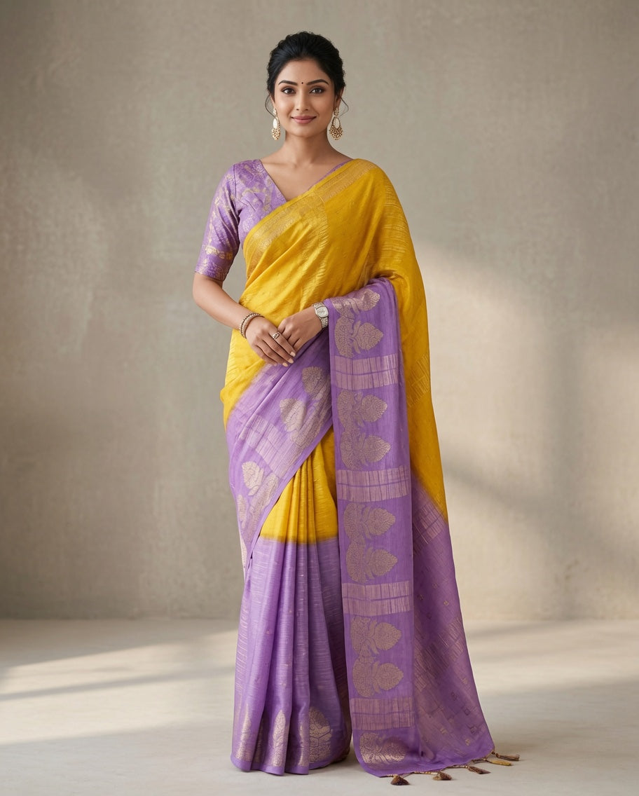 MIRA Premium Chinnon Weaving Jacquard Saree with Woven Designer Pallu