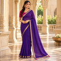 MIRA Golden Grace Royal Purple Saree with Gold-Tone Border