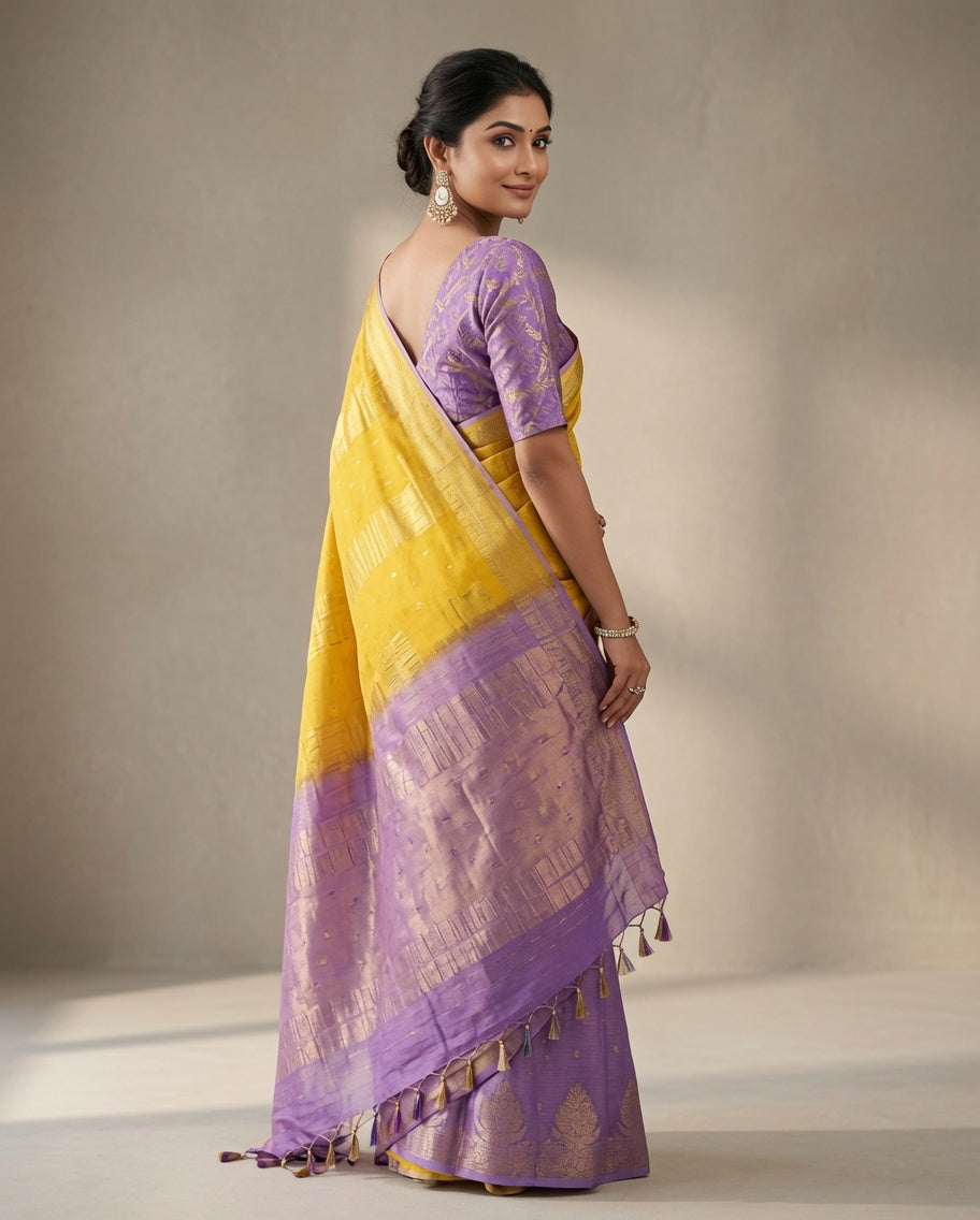 MIRA Premium Chinnon Weaving Jacquard Saree with Woven Designer Pallu
