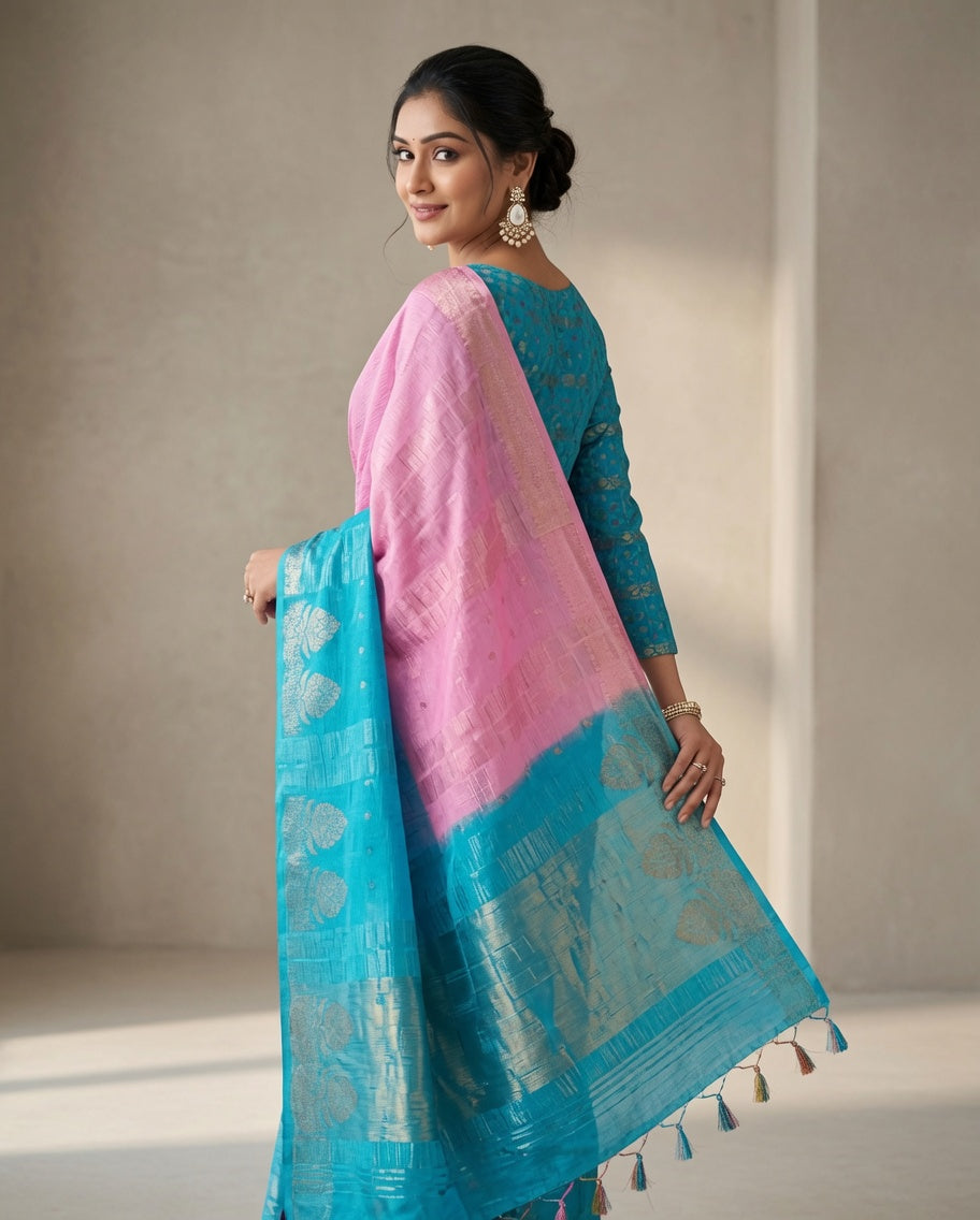 MIRA Premium Chinnon Weaving Jacquard Saree with Woven Designer Pallu