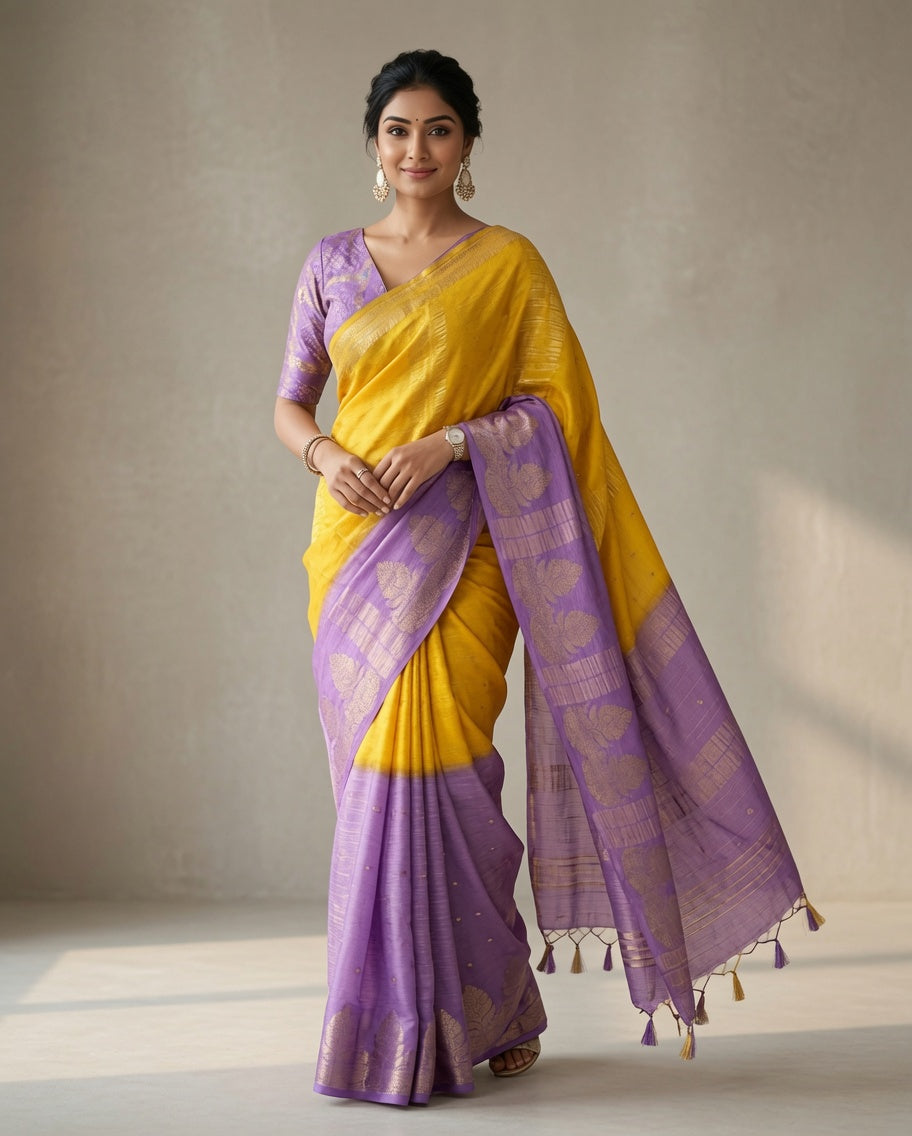 MIRA Premium Chinnon Weaving Jacquard Saree with Woven Designer Pallu