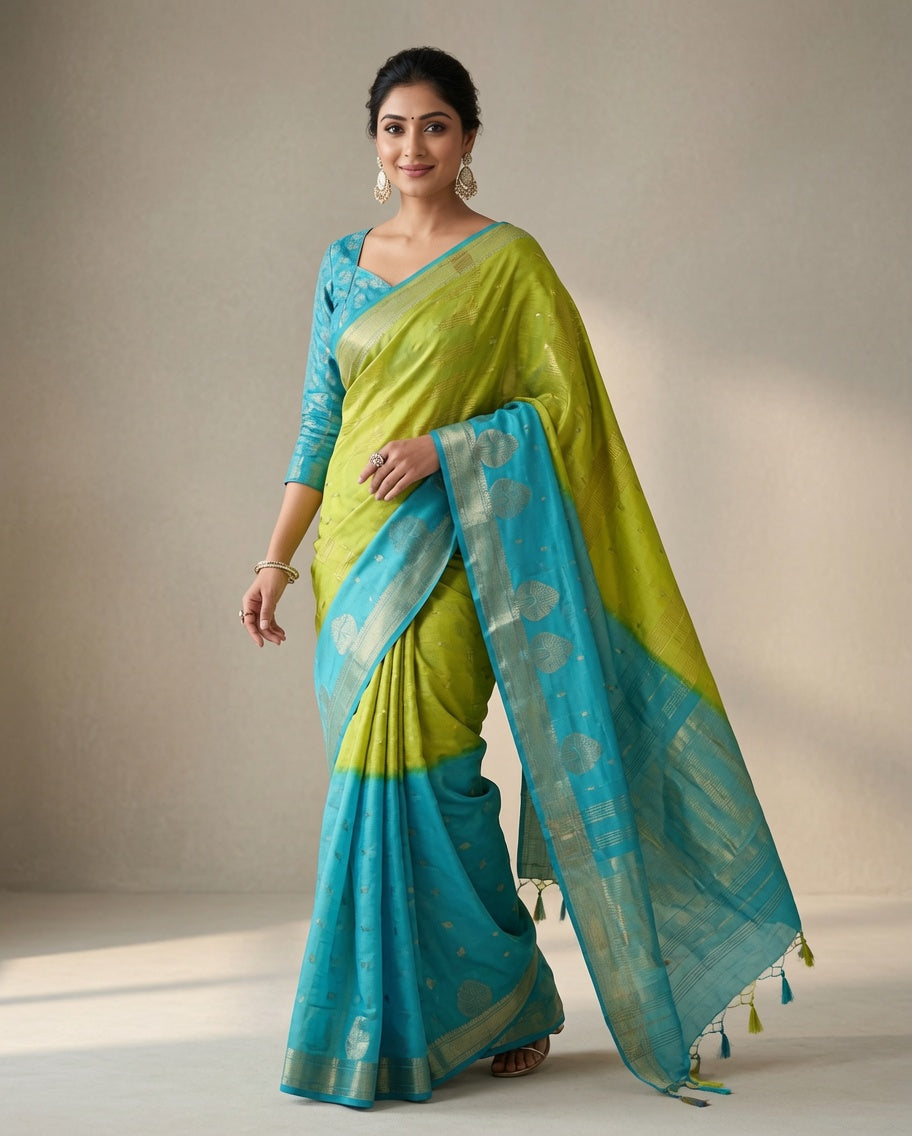 MIRA Premium Chinnon Weaving Jacquard Saree with Woven Designer Pallu
