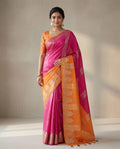 MIRA Premium Chinnon Weaving Jacquard Saree with Woven Designer Pallu