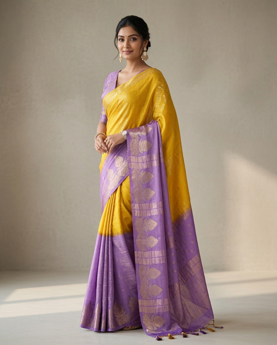 MIRA Premium Chinnon Weaving Jacquard Saree with Woven Designer Pallu