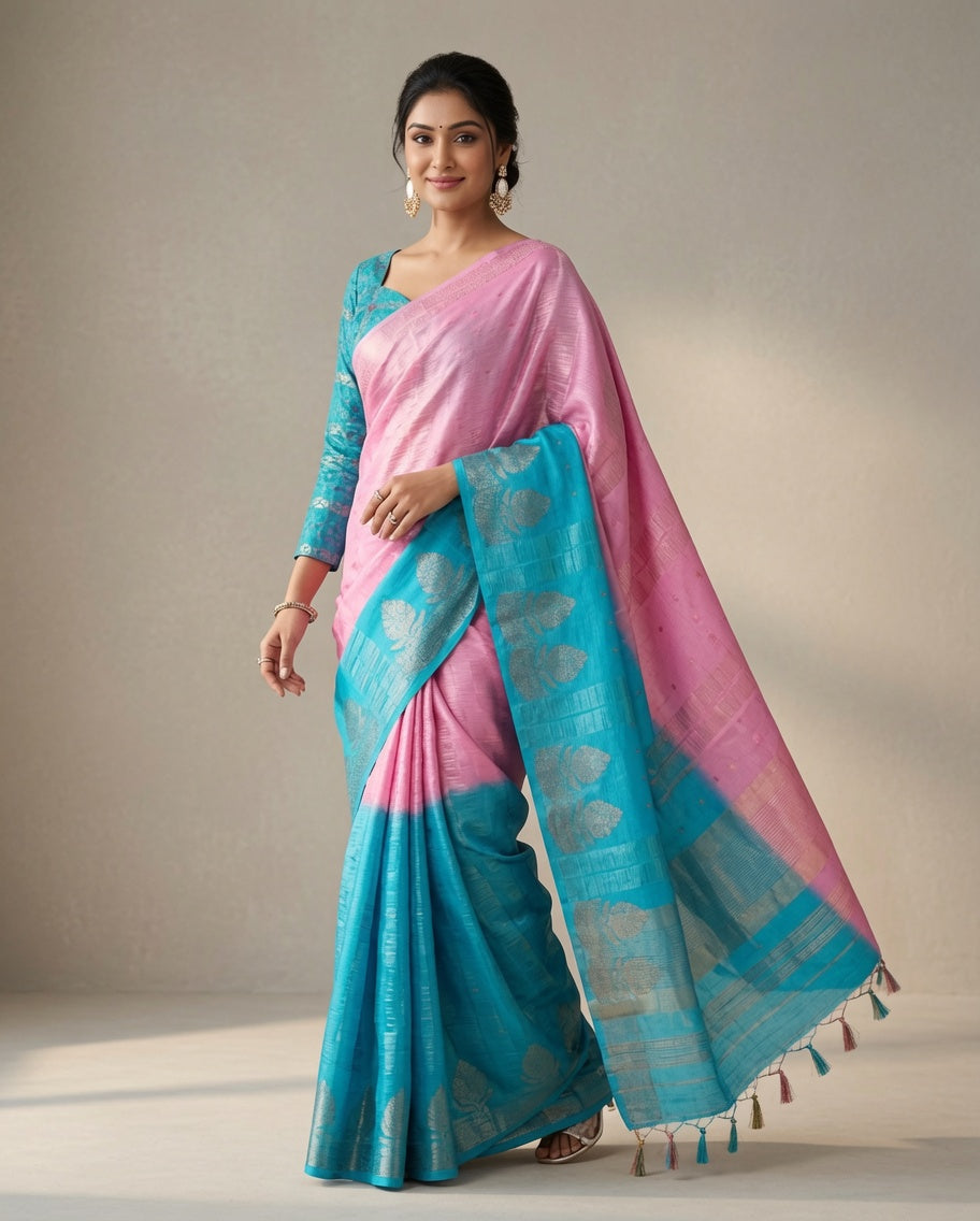 MIRA Premium Chinnon Weaving Jacquard Saree with Woven Designer Pallu