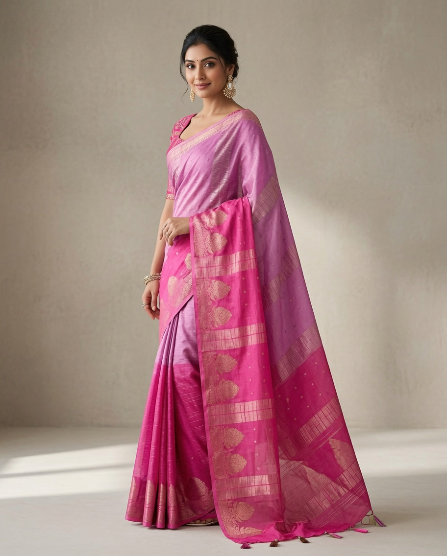MIRA Premium Chinnon Weaving Jacquard Saree with Woven Designer Pallu