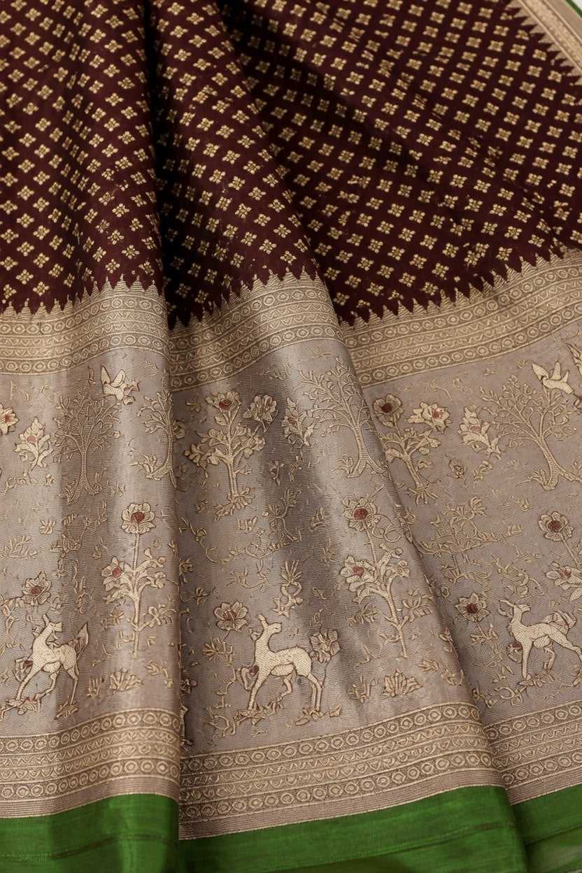 Women's Woven Mul Cotton Saree with Premium Raw Silk Pallu & Contrast Zari Border